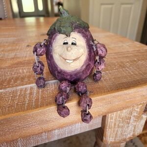 Anthropomorphic Vintage Purple Eggplant Detailed Shelf Sitter Whimsical Fun